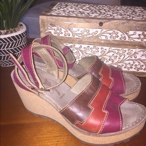 FLY LONDON Cork Heels with Ankle Straps